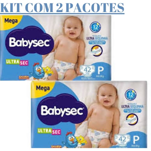 kit Com 2 Pacotes De Fraldas Descartáveis Babysec Ultrasec Galinha Pitadinha Pacote Mega Tamanhos P, M,G,XG,XXG