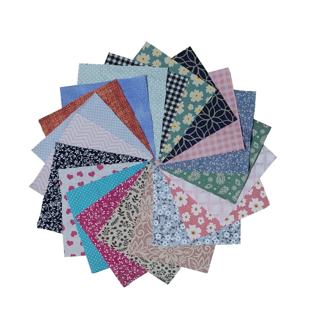Kit Tricoline 10 x 10 cm Fuxico Patchwork Artesanato Pet Costura Criativa - 50 Cortes