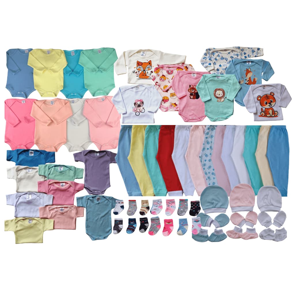 Kit 14 Peças Roupinhas de Bebê Body + Calças Enxoval Maternidade Menino / Menina / Neutro