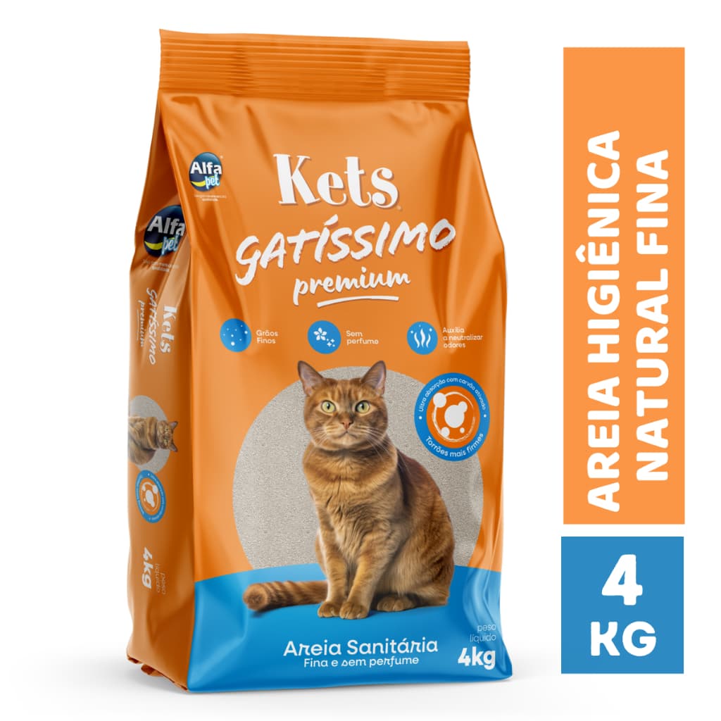 Areia de Gato Higiênica Sanitária Premium Kets Gatissimo 4kg para Gatos