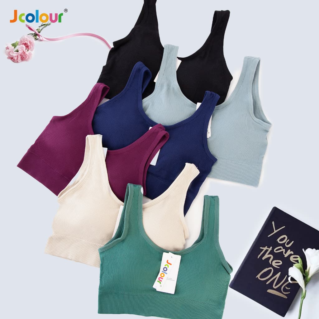 Jcolour Kit 2 Sutiã sem pescoço feminino decotado sutiã esportes para fitness ioga corrida P M G GG