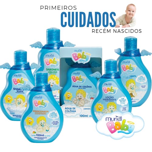 kit Shampoo + Condicionador + sabonete Líquido + colônia + Hidratante + Óleo Infantil - Muriel Baby Menino 100ml