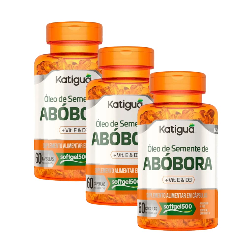 Kit 3 Óleo de Semente de Abóbora  + Vitamina D + Vitamina E 500MG 60CAPS