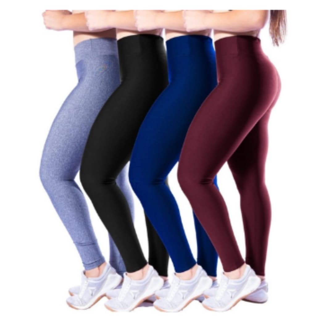 Kit 4 Calça Legging Feminina Fitness Academia Básica Levanta Bumbum Cintura Alta Roupas Femininas