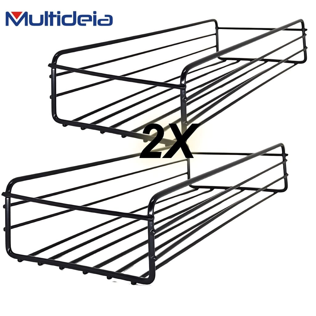 Kit 2 Prateleiras Para Banheiro Lavanderia Cozinha Quarto Adesiva Decorativa Organizadora 27CM Preto
