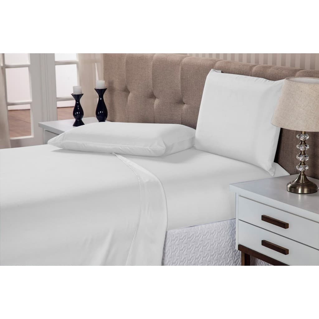 Jogo De Cama Casal 4 Peças Lençol Com Elástico 1,38 X 1,88 X 0,30 Lençol Cima 2,20 X 2,40 2 Fronha 150 Fios Colchão Box