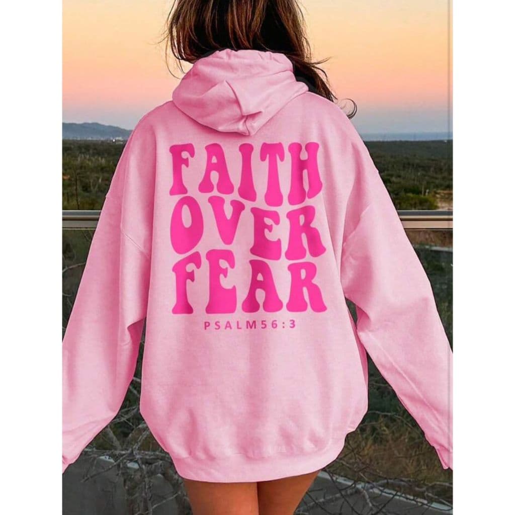 Moletom Canguru Faith Over Fear Com Capuz E Bolso Casaco Feminino Masculino Flanelado Unissex