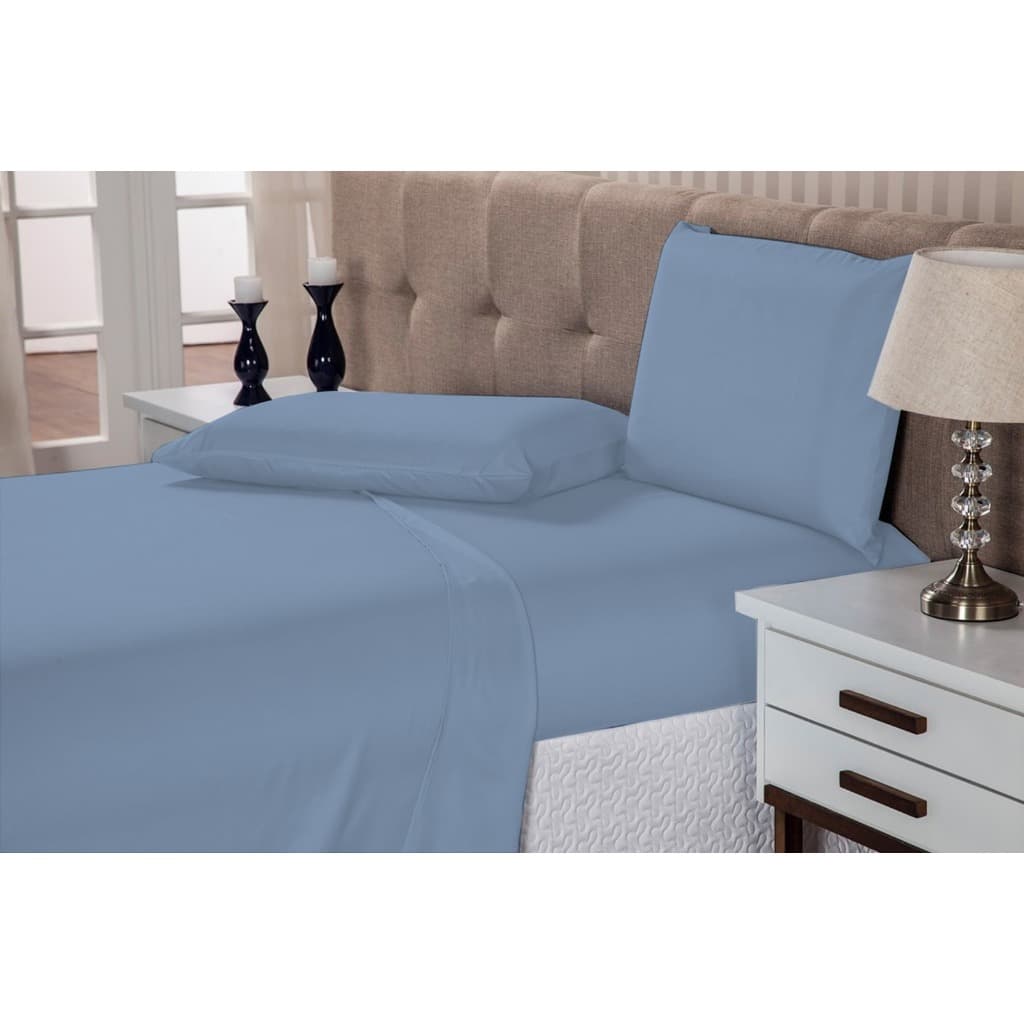 Jogo Cama Casal 4 Peças Lençol Elástico 1,38 X 1,88 X 0,30 Lençol De Cima 2,20 X 2,40 2X Fronha Resistente Colchão Box
