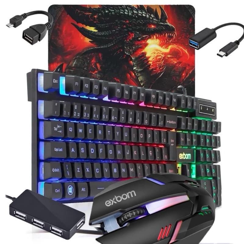 Kit Mobilador Gamer Completo Promoção RGB Premium Semi Mecanico Teclado e Mouse