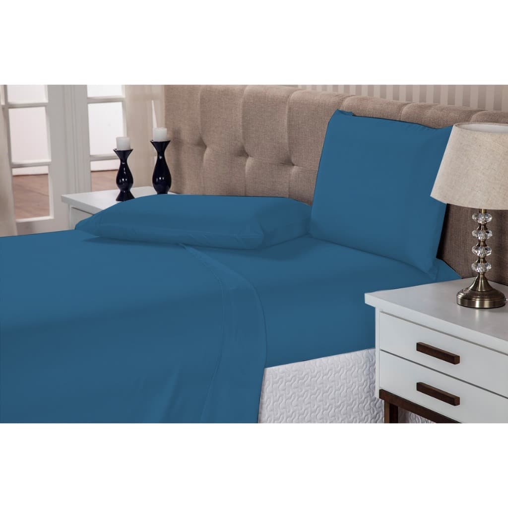 Jogo De Cama Casal 4 Peças Lençol Com Elástico 1,38 X 1,88 X 30 Lençol De Cima 2,20 X 2,40 2 Fronha Lavável Colchão Box