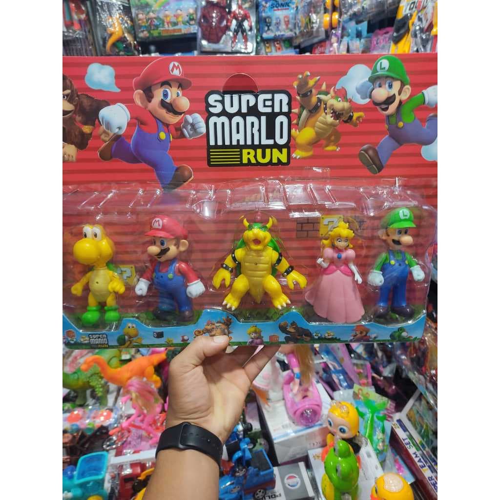 kit 5 bonecos super mario coleção 15 cm / bonecos articulados super mário bros de pvc 15 cm envio imediato