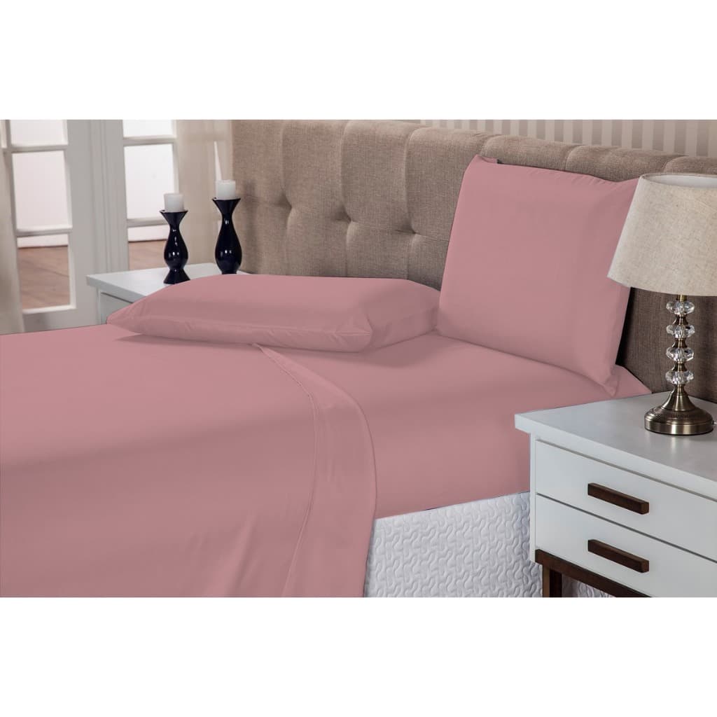 Jogo De Cama Casal 4 Peças Lençol Com Elástico 1,38X1,88X0,30 + Lençol De Cima 2,20X2,40 + 2 Fronha 150 Fios Colchão Box