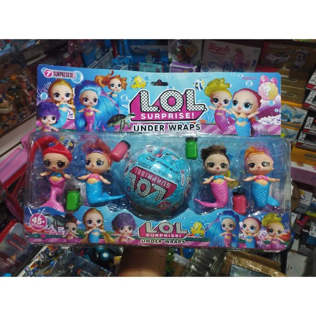 Kit 4 Bonecas lol Surprise Sereias Under Wraps Articulado + Bola Grande ENVIO IMEDIATO