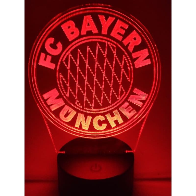 Luminária Abajur Led F C Bayern Munchen super Led RGB USB 16 cores com controle remoto