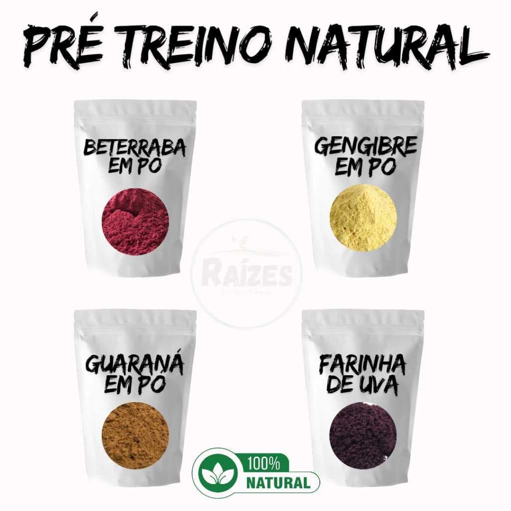 Kit Pré Treino Natural Beterraba, Uva, Guaraná e Gengibre