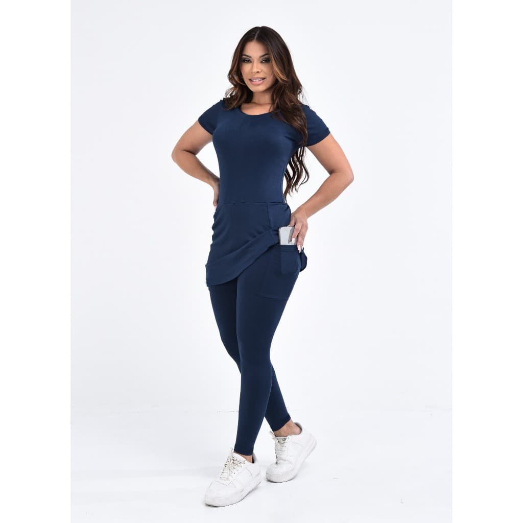 Macacão Fitness Moda Evangelica Com Bolso Cristã Modesto Academia