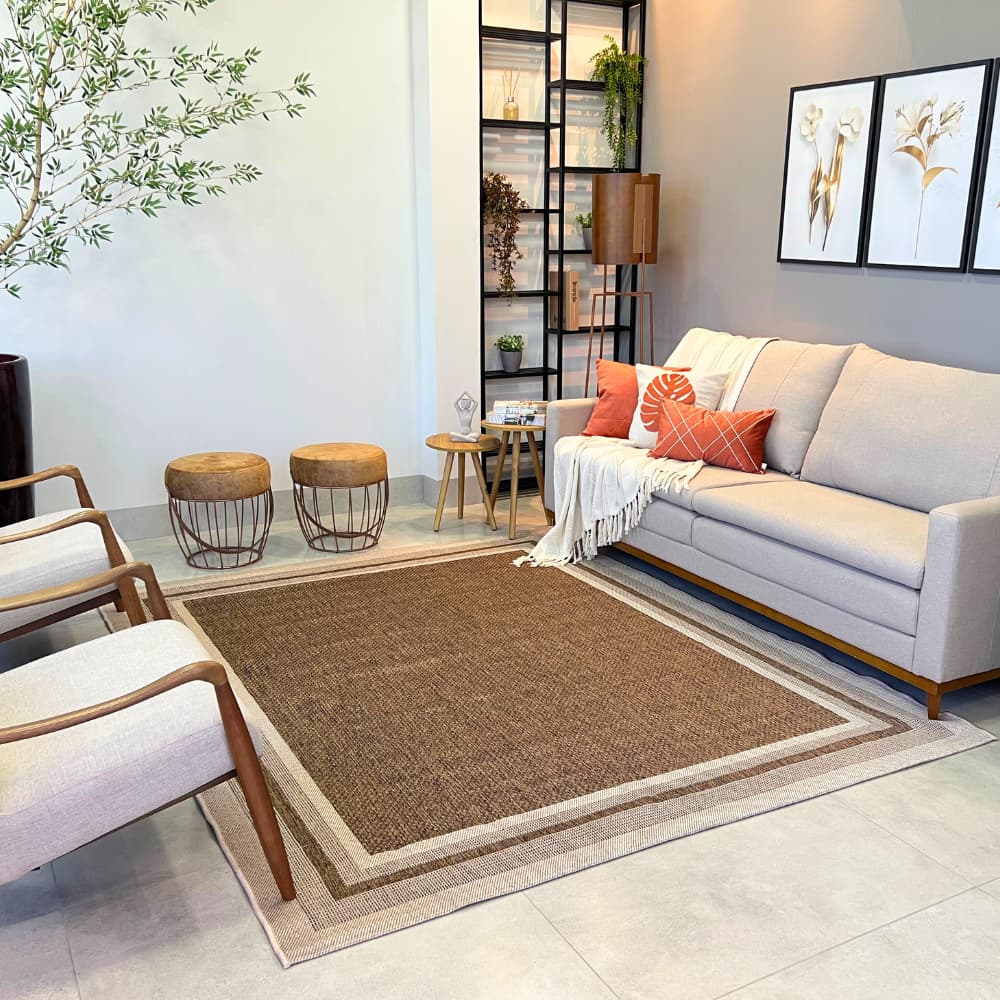 Tapete Sala Eco Nature 2,00x2,50 Moldura Antiderrapante Moderno Grande para Quarto e Sala