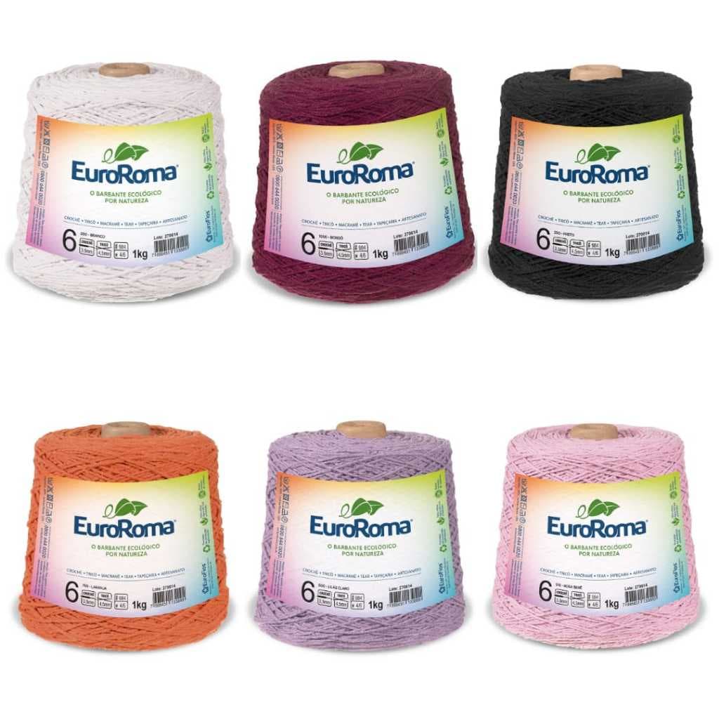Barbante para Crochê Euroroma Fio 6 1kg Diversas Cores