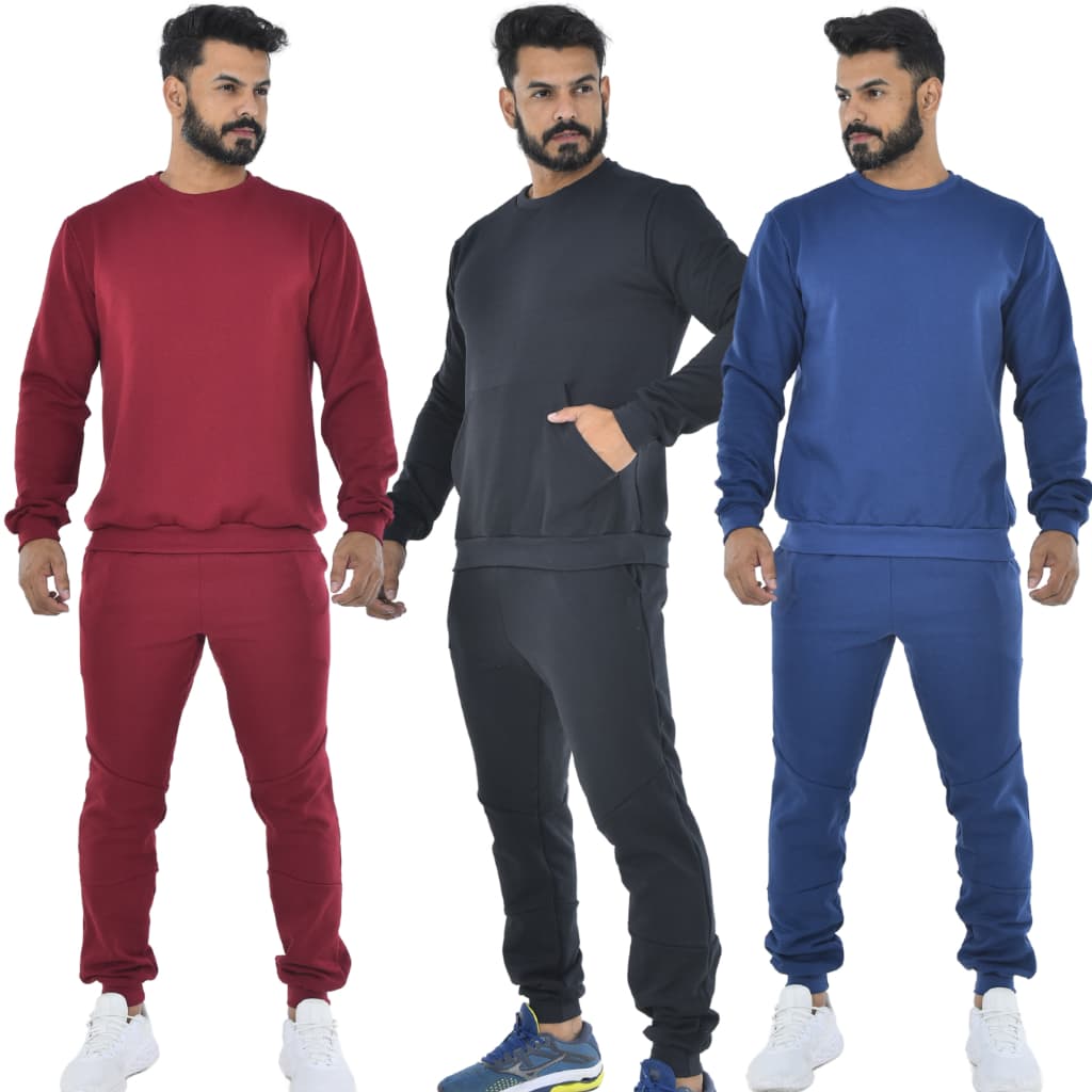 Conjunto Moletom Blusão e Calça Moletom Masculino Flanelado Kit Blusão de Frio com Bolsos