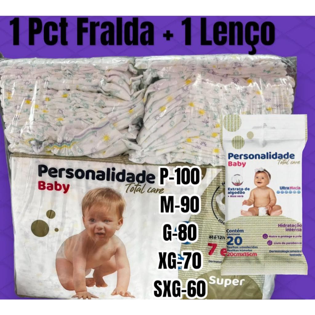 FRALDA PERSONALIDADE QUALIDADE NOTURNA COM ELÁSTICO NAS COSTAS MAIS LENÇO A MAIS TOP DO MERCADO