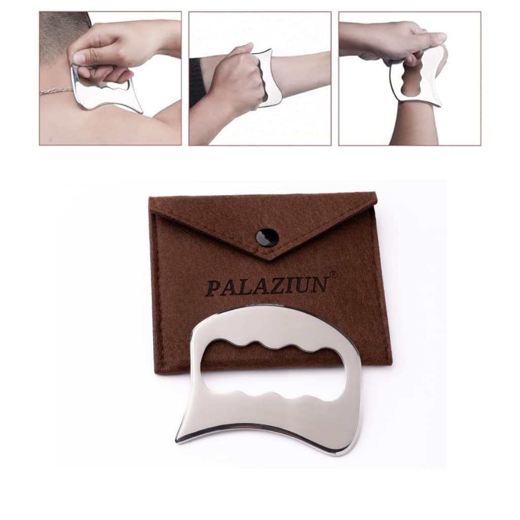 Massageador Manual Liberação Miofascial Muscular Massoterapia Profissional Placa Aço Inox Palaziun