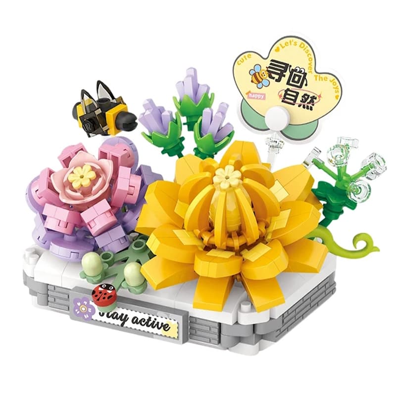 MINI BONSAI BLOCO DE MONTAR -JARDIM DE SUCULENTAS  - NANO BLOCOS - SIMILAR - LEGO