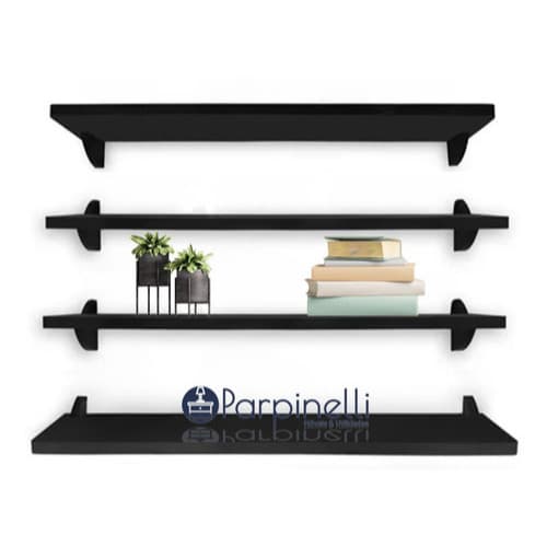 Kit Jogo 4 Prateleiras De Livro De Parede 100% Mdf Preto 60 X 20 Suporte Porta Quadros