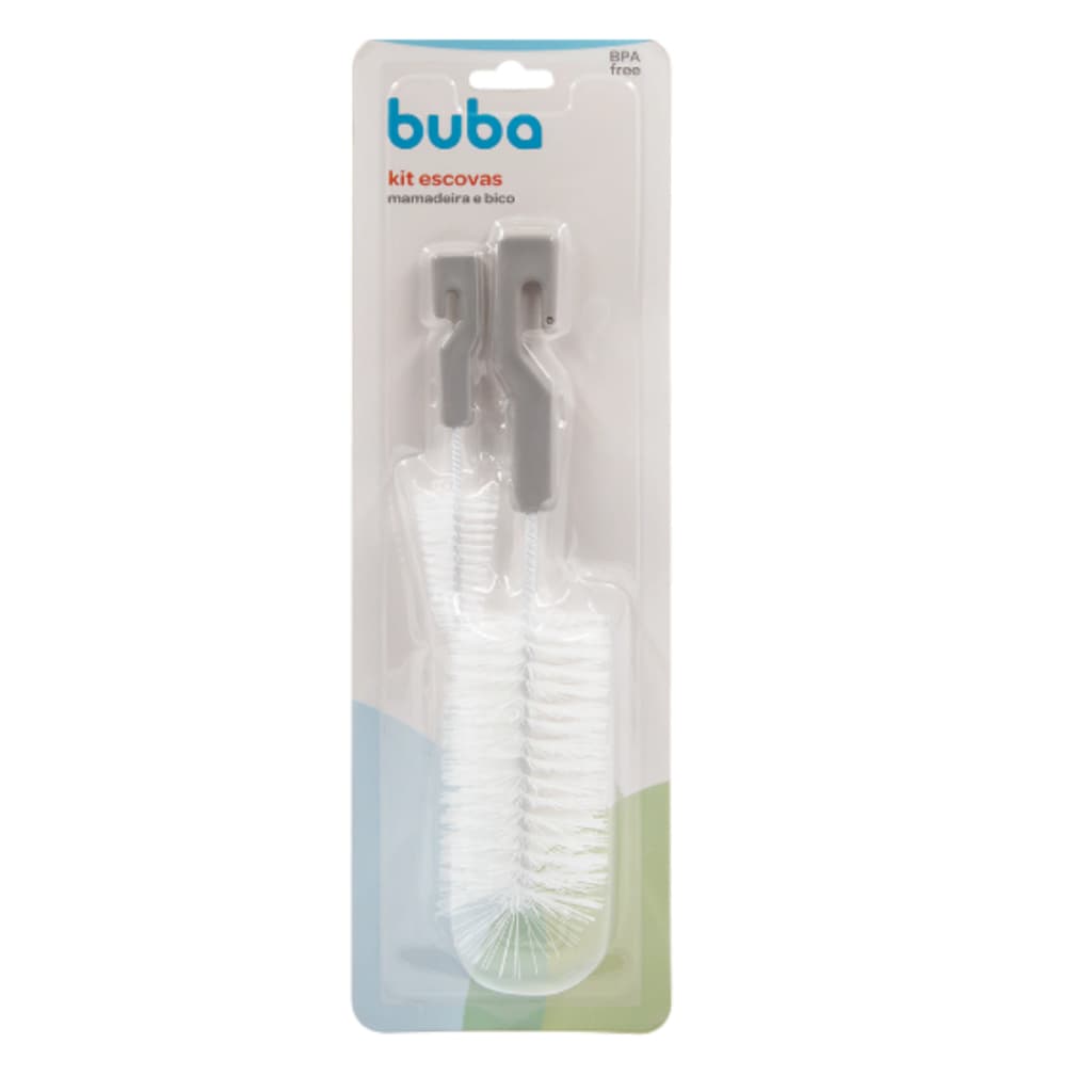 Kit Escova Mamadeira e Bico Buba Mamadeira - Kit Escovas Para Limpeza De Mamadeira E Bico