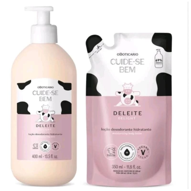 KIT CUIDE SE BEM HIDRATANTE CORPORAL DE LEITE 400ML + REFIL HIDRATANTE O BOTICÁRIO