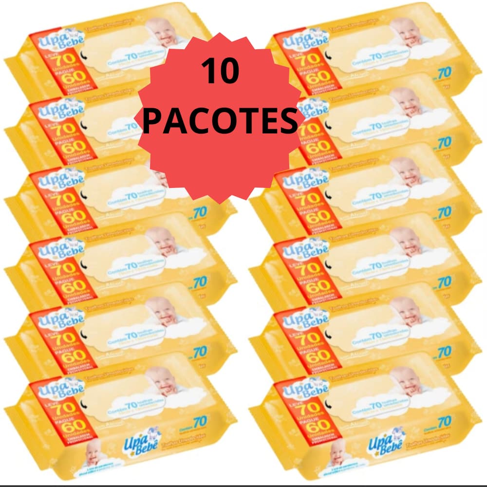 kit com 10 Pacotes De lenco  /Toalhas umedecido Upa Bebê (10 Pacote)