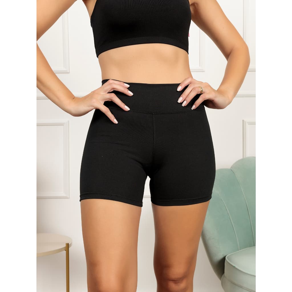 Short Suplex Feminino Meia Coxa, Cós Alto, Costura Reforçada,Tecido Grosso Shorts, Academia, Fitness
