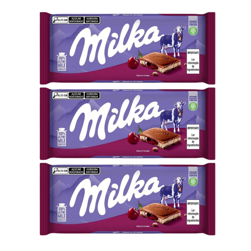 3 Chocolates Importados Polônia - Milka - Cherry Creme cereja