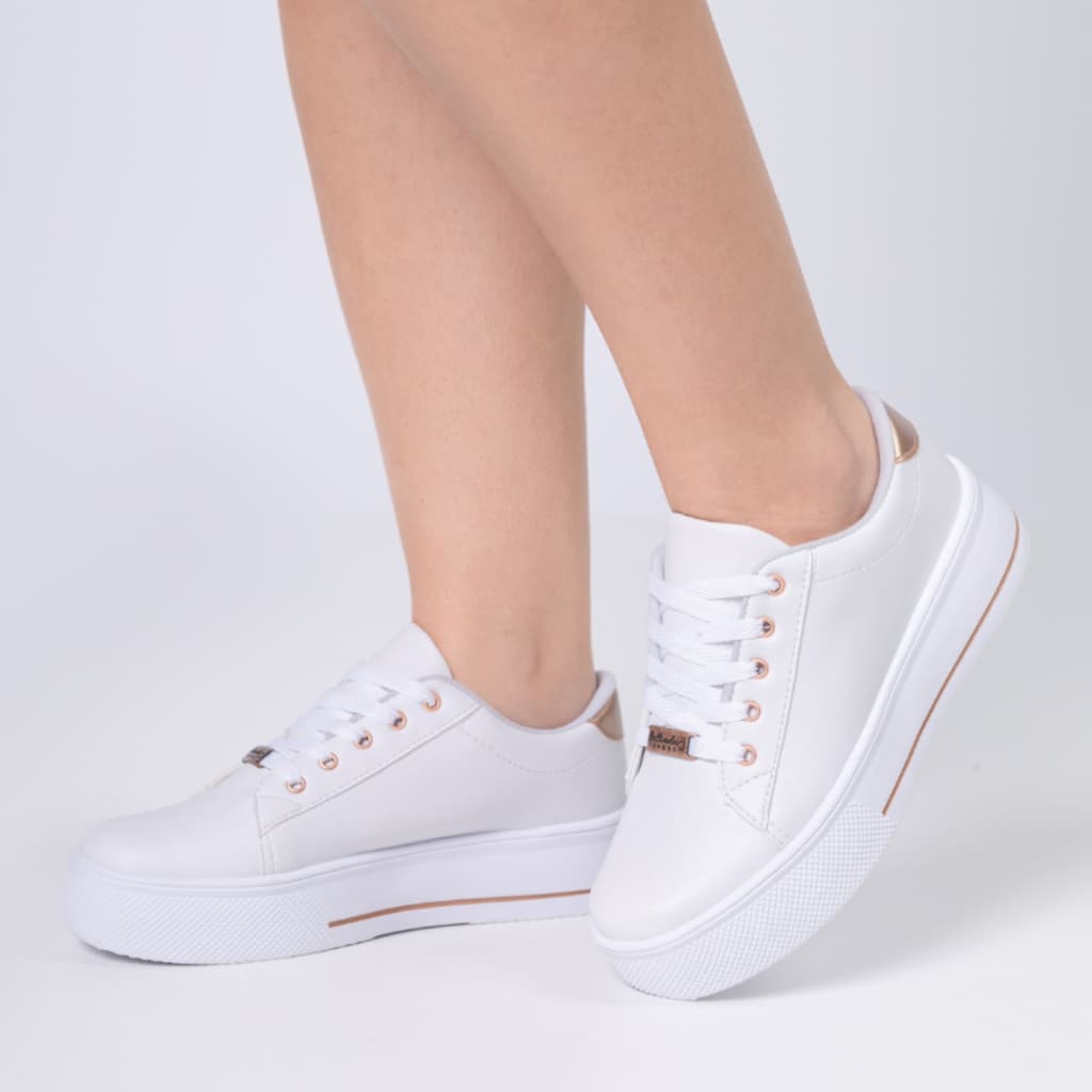 Tênis Feminino Casual Confortável Leve Branco Sapato Colorido Moda Original Dia