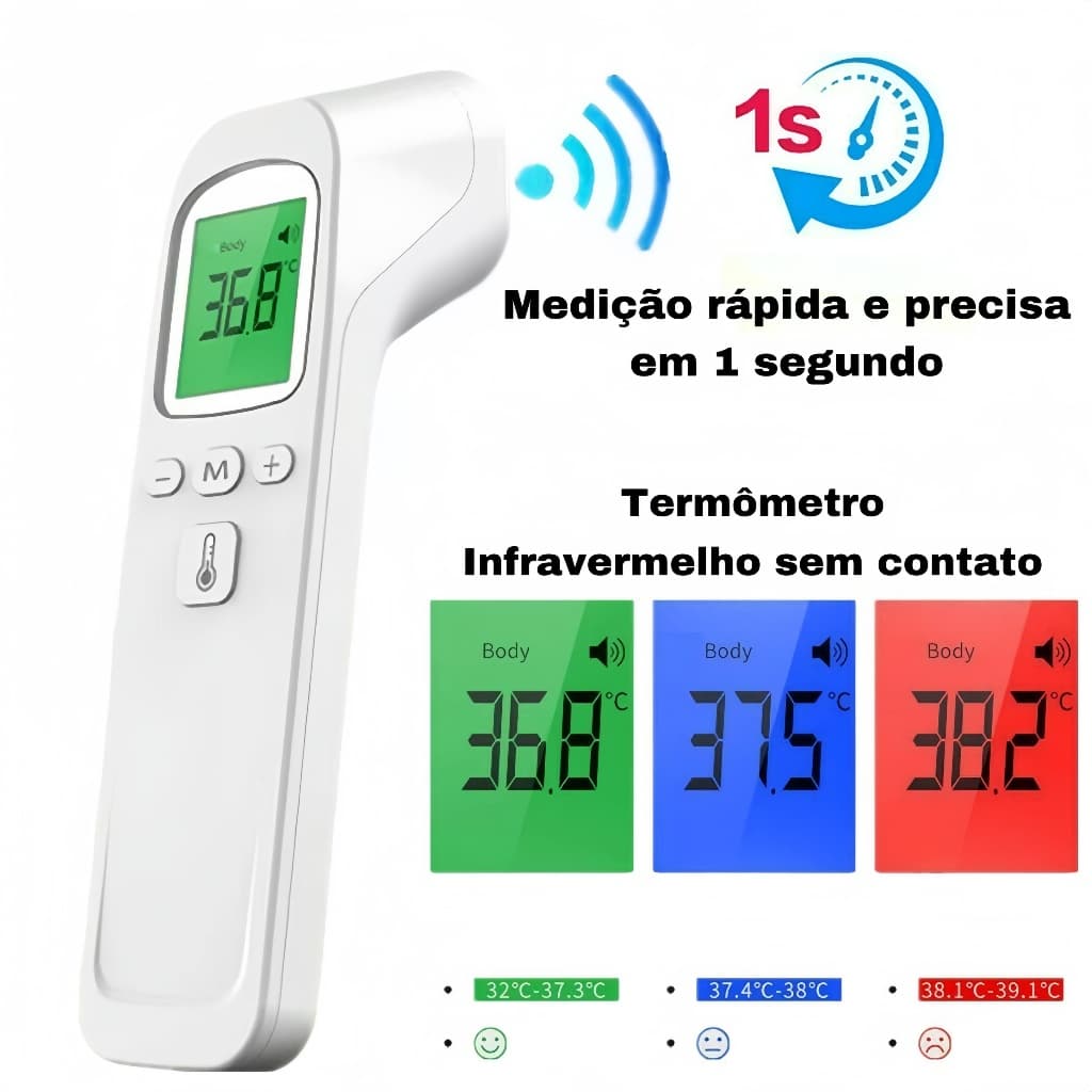 Termômetro digital de testa sem toque 3 em 1 Temperatura corporal adultos e crianças