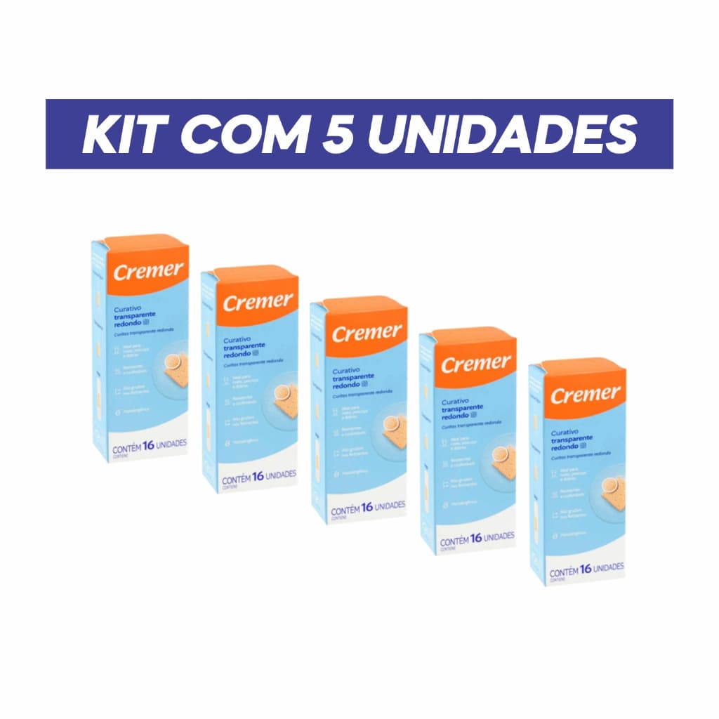 band aid redondo Curativo Redondo Transparente Cremer C/16 Unidades - kit com 5 unidades