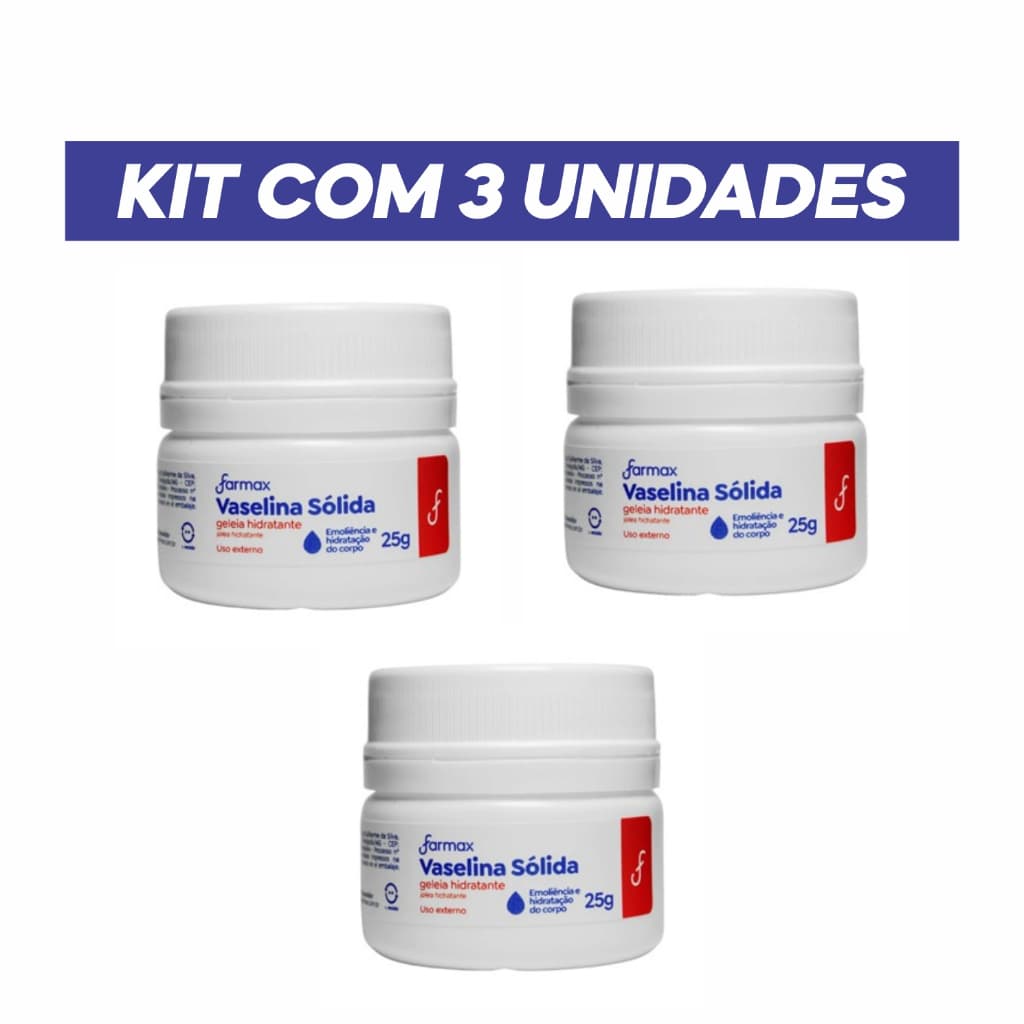 Kit 3 Vaselina Sólida Farmax 25g 💧 Hidratação Intensa Proteção da Pele