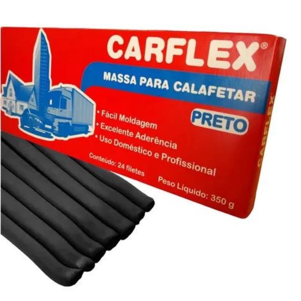 Massa Para Calafetar Mastiflex Carflex PRETO 24 Filetes 350g - 1 Caixa