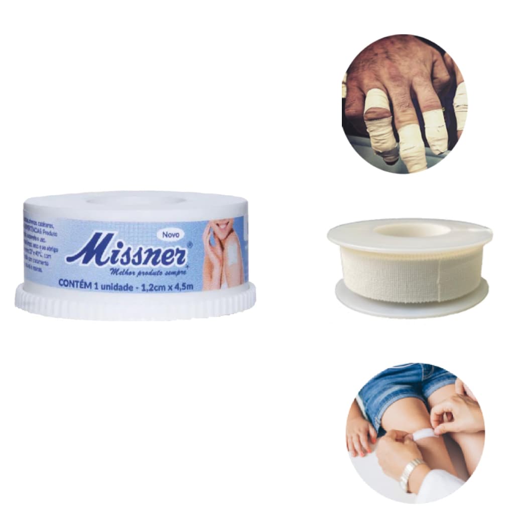 Kit Esparadrapo 1,2 CM X 4,5 M Impermeável Para Curativos  Missner