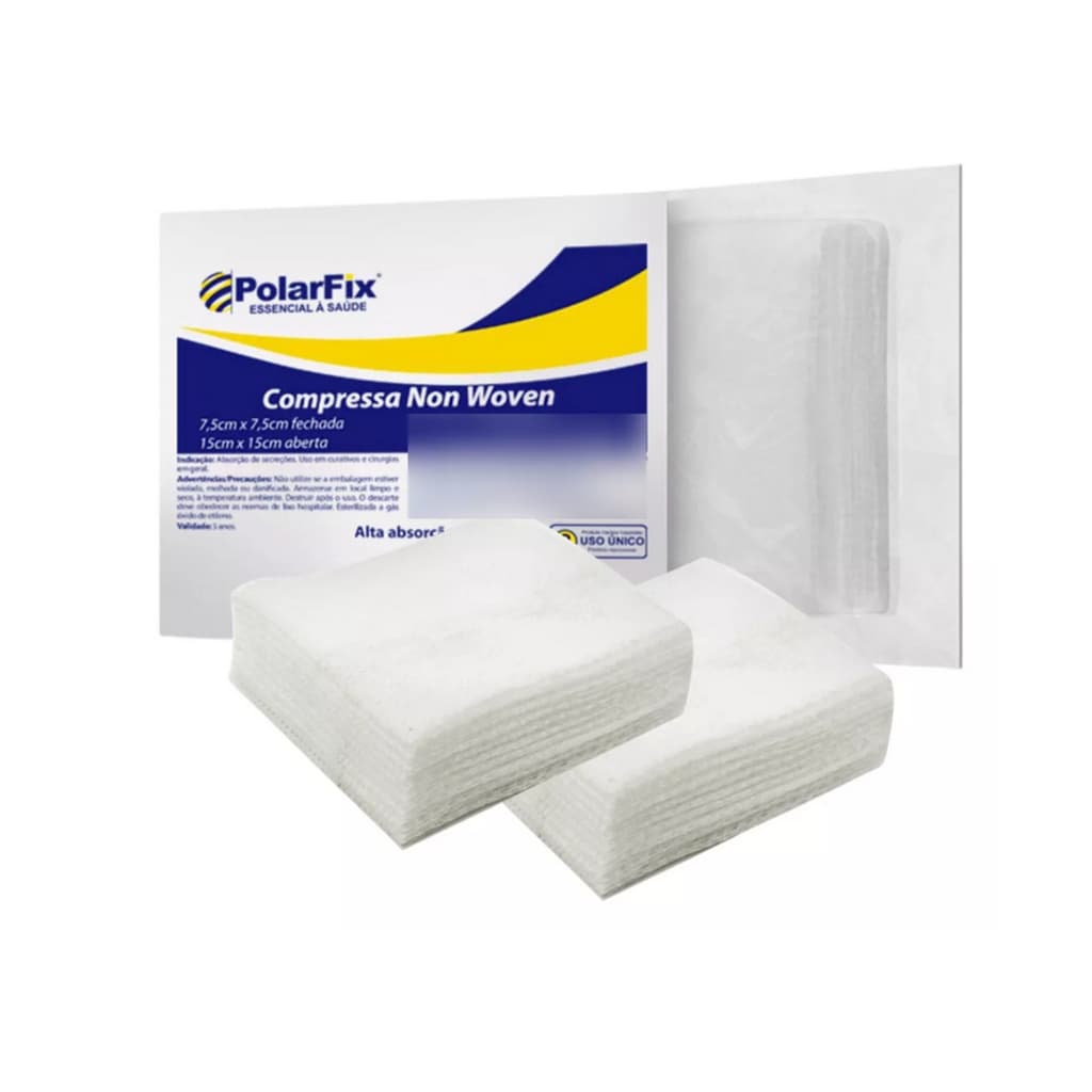 Compressa de Gaze Non Woven Estéril 7,5x7,5 - Kit c/ 30 Pcts; 50 Pcts ou 100 Pcts