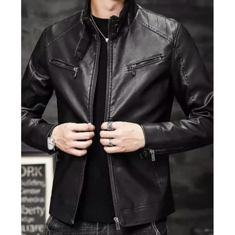 Jaqueta de Couro Masculina Pronto Para Enfrentar o Frio e Chuva