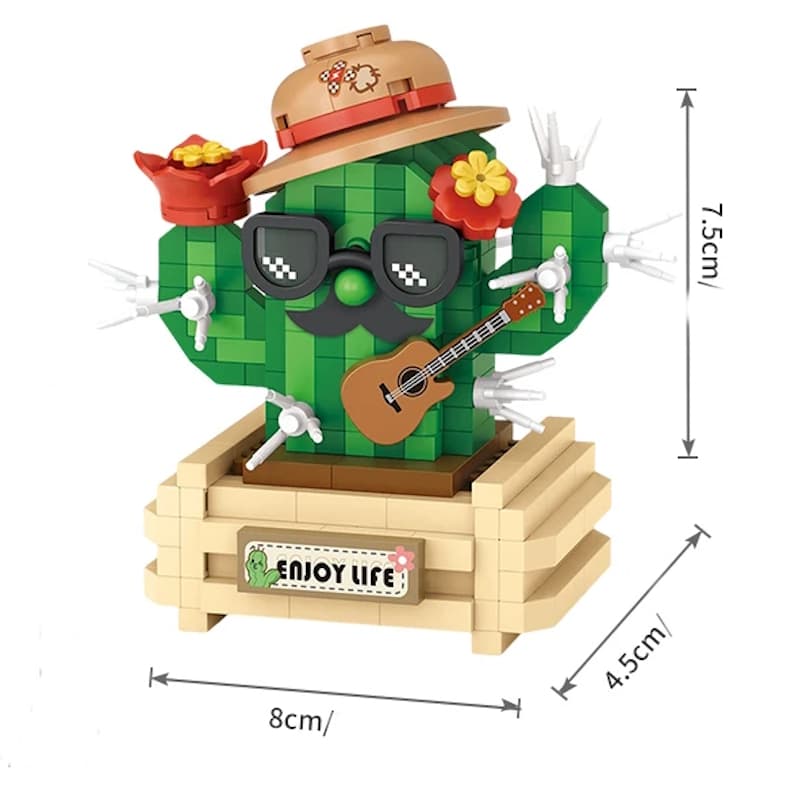 MINI BONSAI BLOCO DE MONTAR -JARDIM DE CACTOS TOCADOR VIOLÃO - NANO BLOCOS - SIMILAR - LEGO
