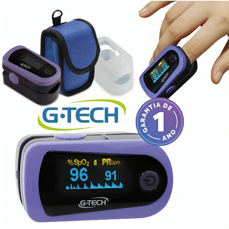 G-Tech Oxímetro Dedo Digital Oximetro G Tech de Pulso Portátil Modelo Oled Graph Completo
