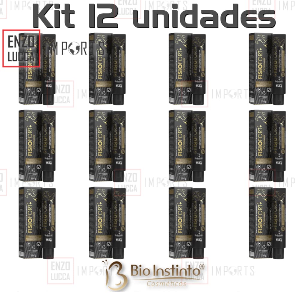 Kit 12 Pomada Massageadora Fisiofort Premium Preta - 150g - Bio Instinto