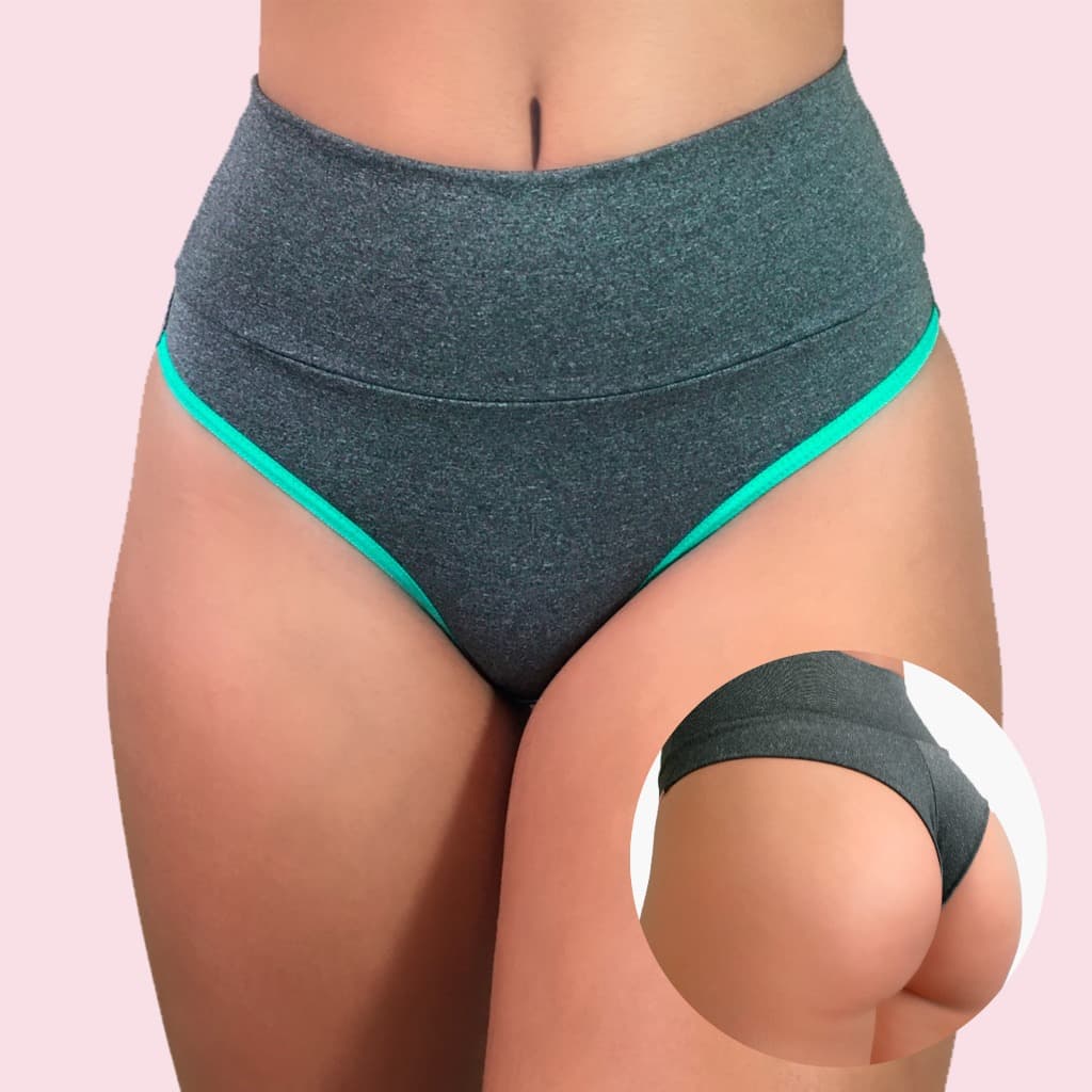 Kit 5 Calcinhas Fitness Modeladoras com Cós Alto e Fio Dental Duplo - VIÉRE