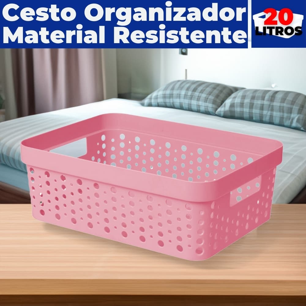 Cesto Organizador 46x34x14cm Multiuso Para Comoda de Bebe, Gaveta, lavanderia, cozinha, sala