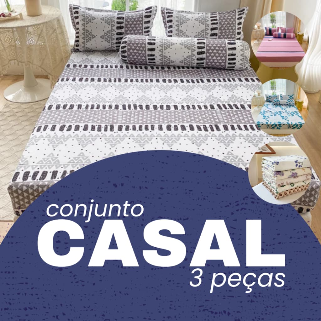 Jogo De Lençol 3 Peças Com Elástico Casal Padrão ESTAMPADO - Estampas Sortidas