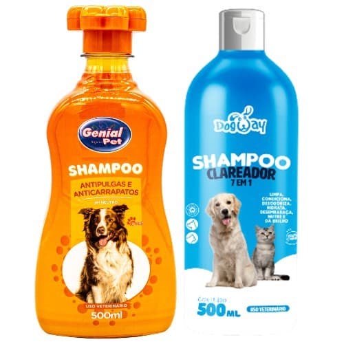 Kit Shampoo Antipulgas Para Cachorro E Gatos 500 Ml + Shampoo Ou Condicionador Genial Pet
