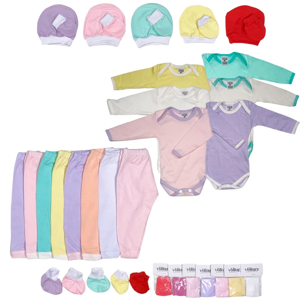Super Kit 36 Peças Body Enxoval de Bebê Manga Longa Liso