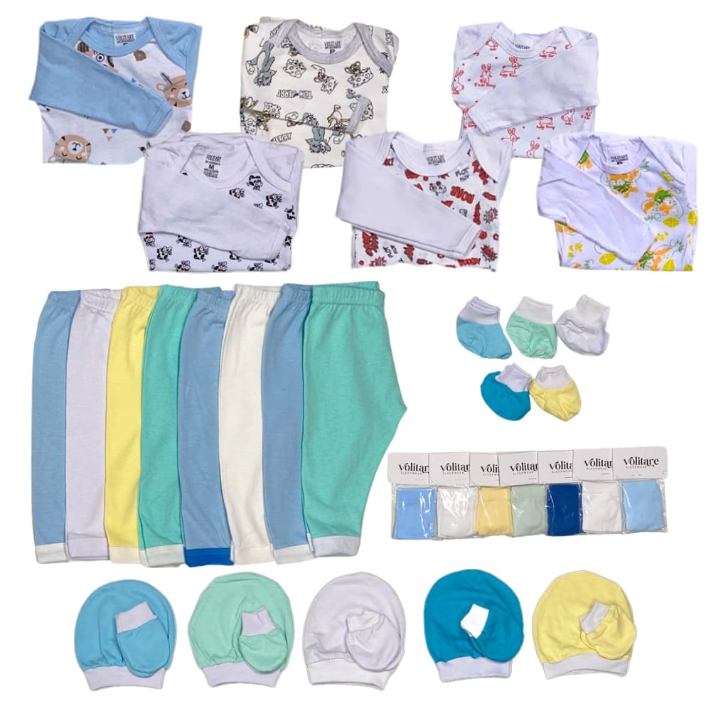Super Kit 36 Peças Body Enxoval de Bebê Manga Longa Estampada