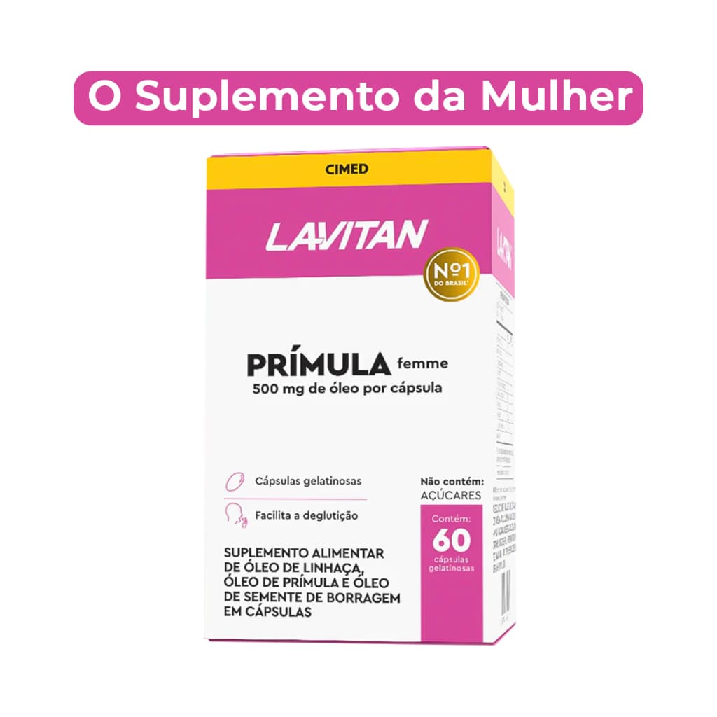 Lavitan Prímula Suplemento da Mulher Vitamina E Linhaça Borragem 60caps Cimed Suplementos Feminino